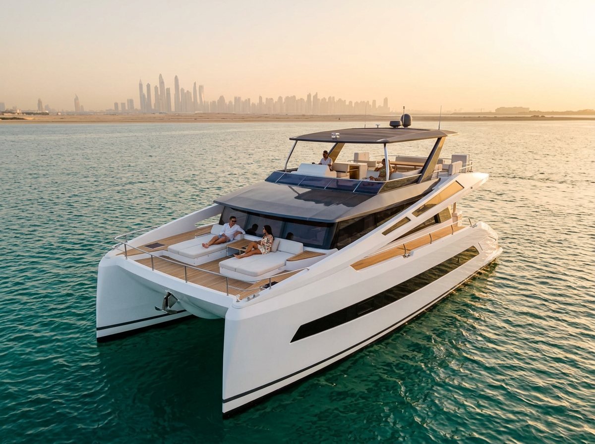 Pont en teck et banquettes blanches confortables d'un yacht de plaisance